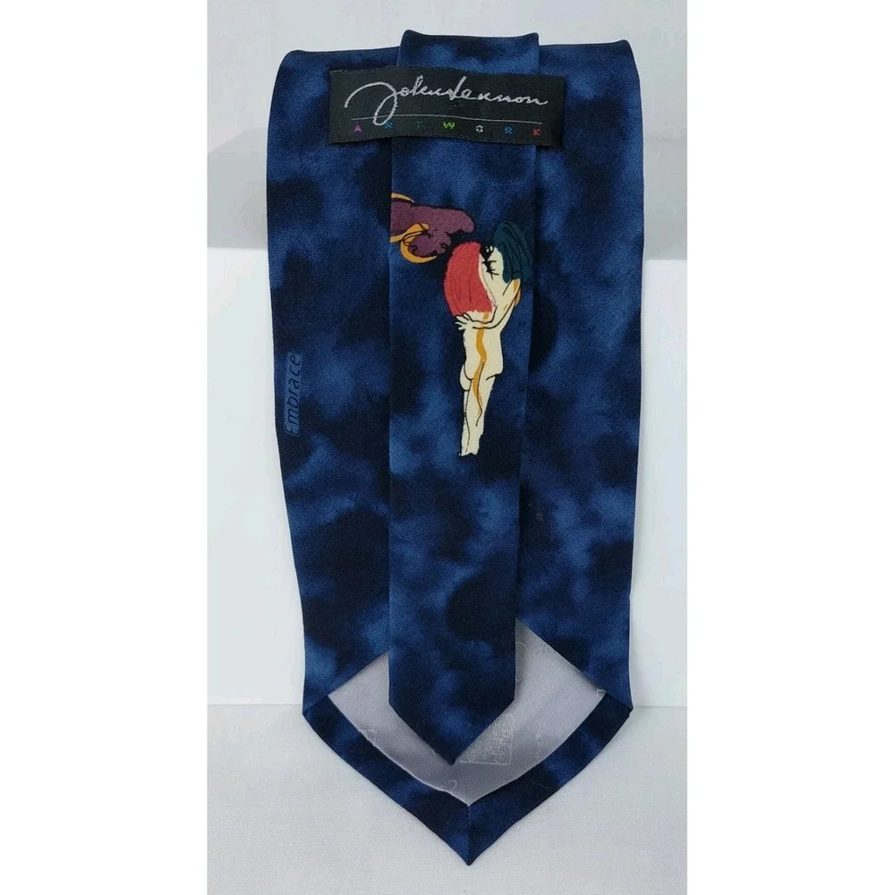 JOHN LENNON ARTWORK Necktie Embrace Blue 100%‎ Silk Tie 4